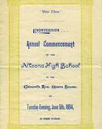 Altoona High School Commencement Program 1894