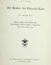 Air brakes for electric cars