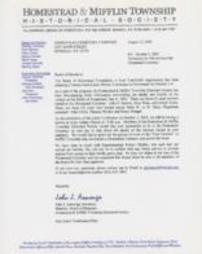 Letter from James Asmonga to the Board of Directors of the Homestead Cemetery Company, 2003