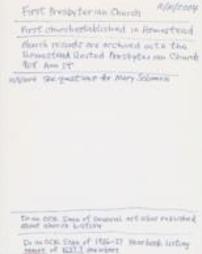 The First Presbyterian Church Research Note