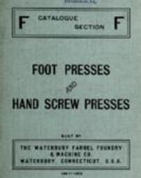 Waterbury Farrel Foundry and Machine Co. Catalogue section F : Foot Presses and Hand Screw Presses
